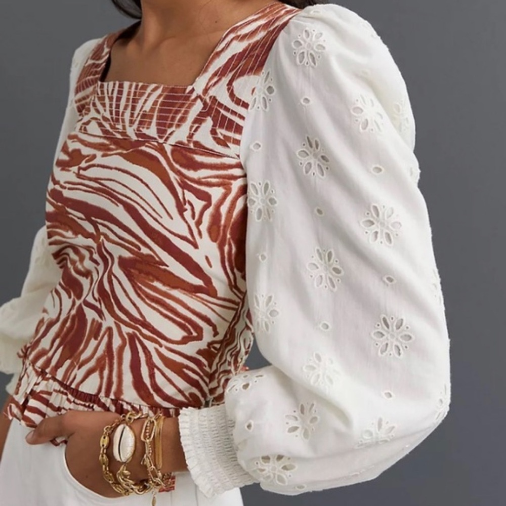 Love the Label Puff Sleeve Zebra Print Blouse by Love the Label